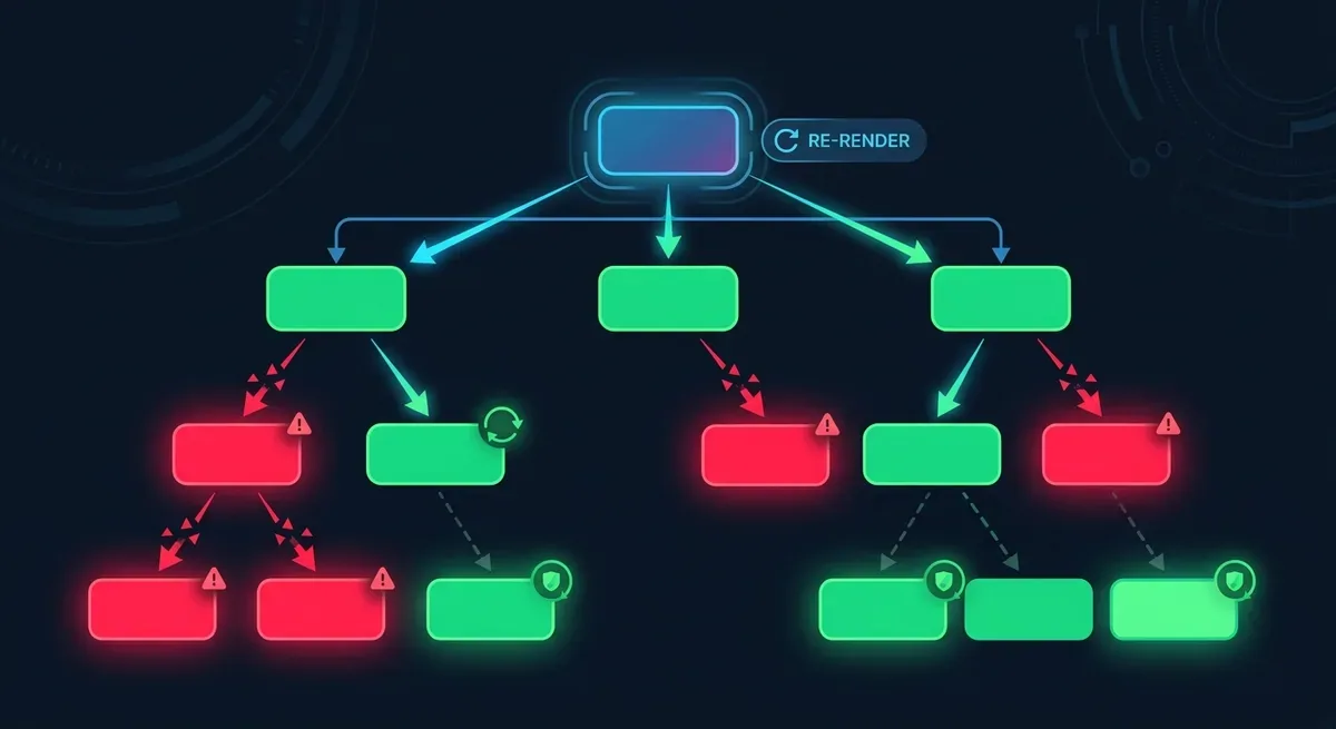 Minh họa cơ chế re-render trong React